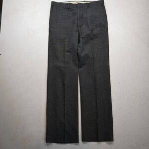 Vtg Bespoke 32x32 Blue Gray Rainbow Check Wool 80s 90s Bootcut Dress Mens Pants